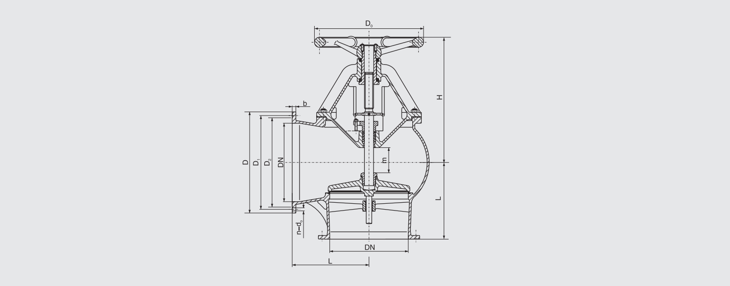 Cast Bronze Suction Sea Valve (CB/T11692-1989) Structure Drawing