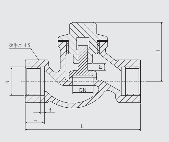 Marine Bronze Female Thread Globe Check Valve (CB/T310-1999) Structure Drawing