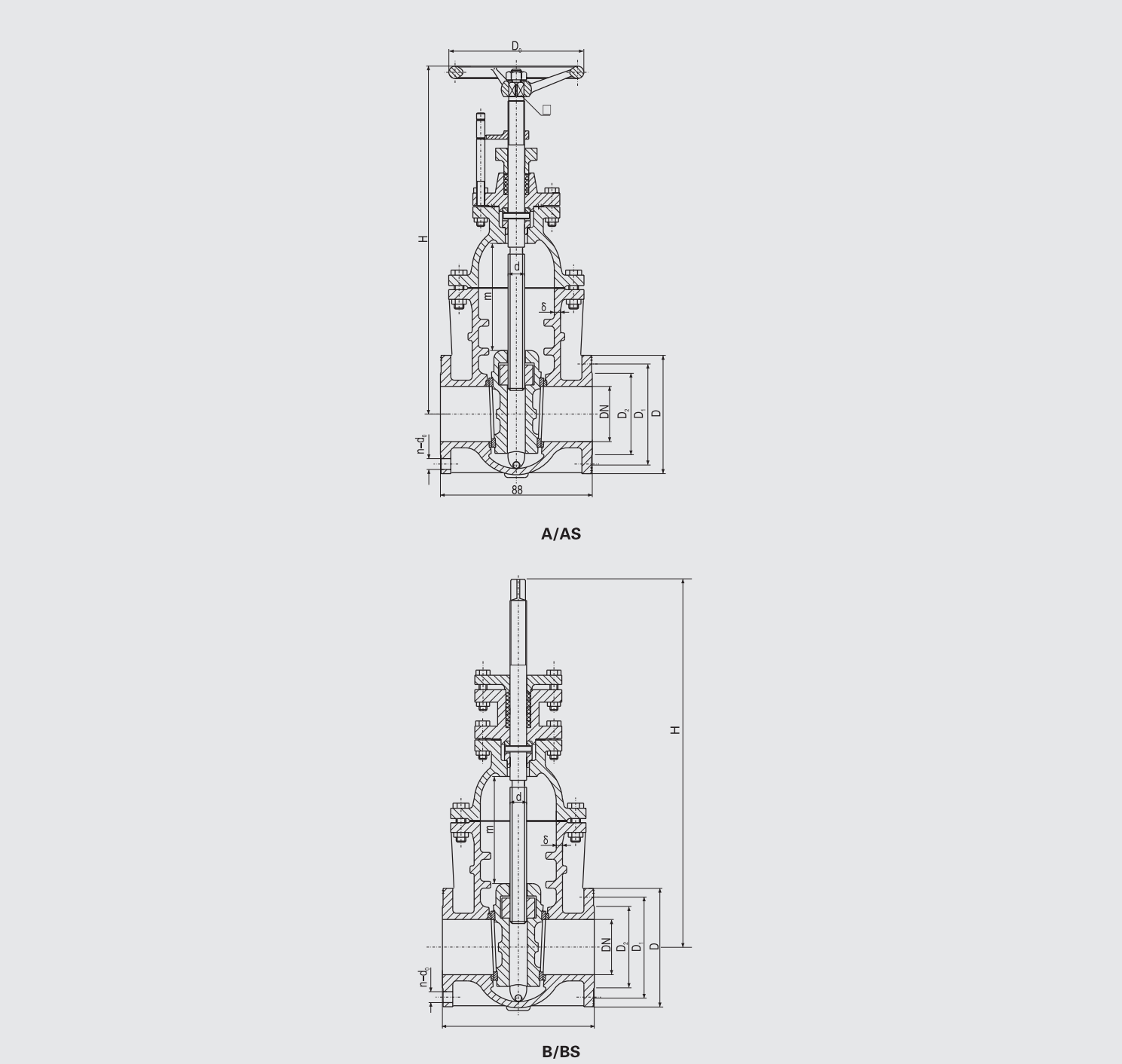 Flanged Nodular Iron Gate Valve For Oil Tanker (CB/T3591-94) Structure Drawing