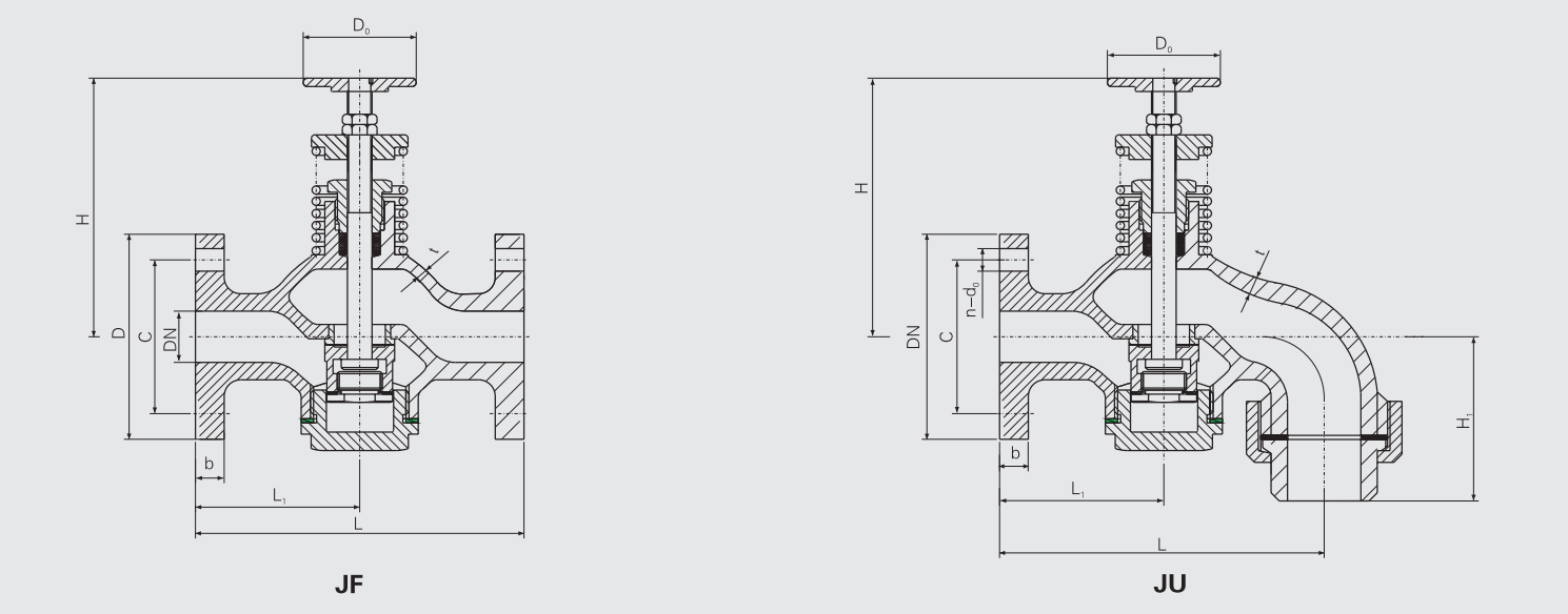 J Type Flanged Self-Closing Drain Valve (CB/T4024-2005) Structure Drawing