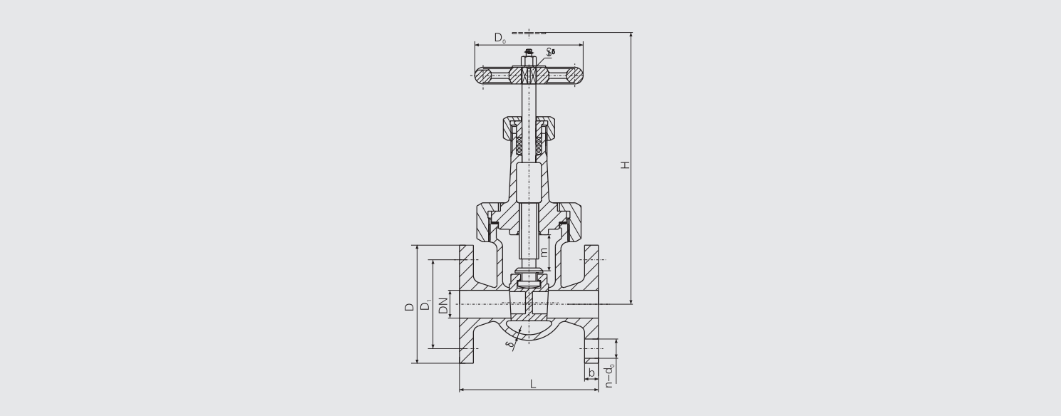 J Type Flanged Bronze 0.5MPa Gate Valve (CB/T4028-2005) Structure Drawing