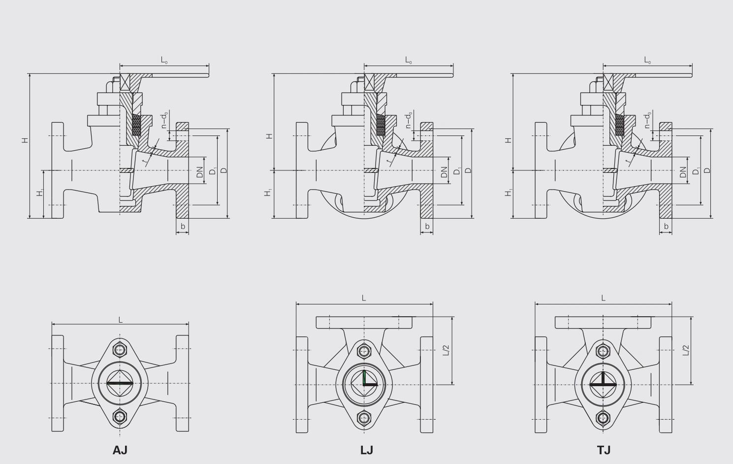 J Type Flanged Bronze 0.5MPa Packed Cock (CB/T4029-2005) Structure Drawing