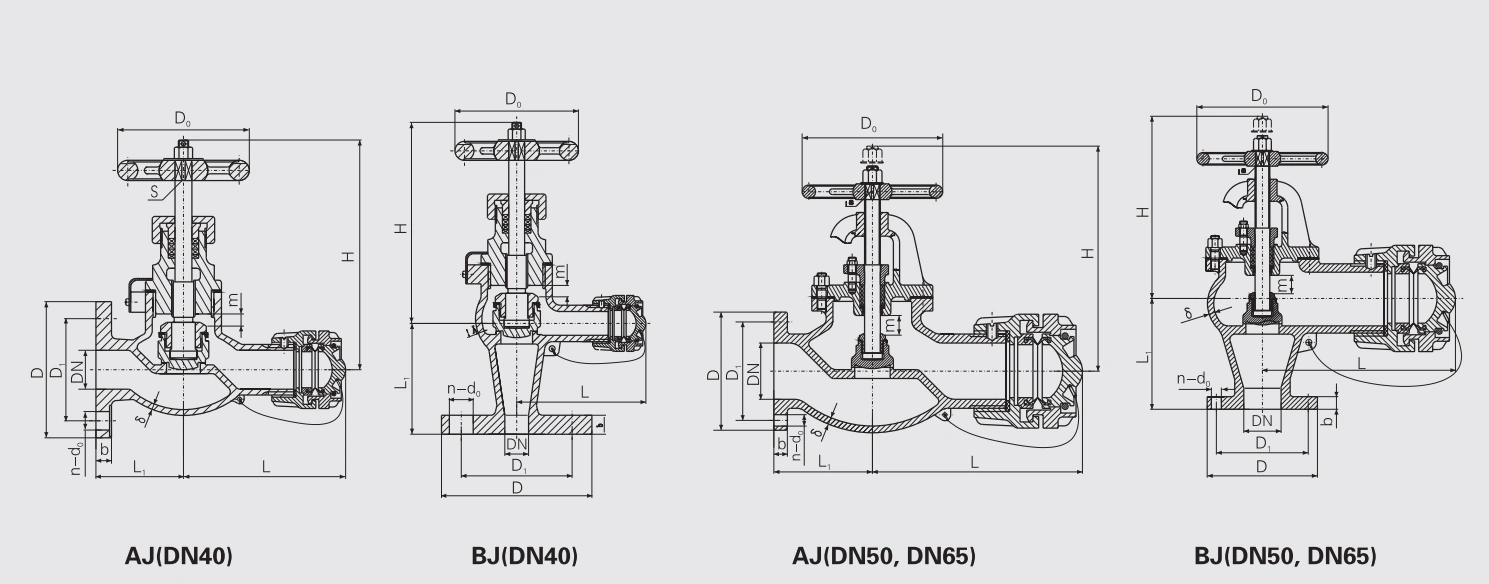 J Type Flanged Bronze Fire Hydrant (CB/T4032-2005) Structure Drawing