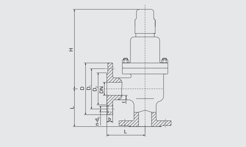 Cast Iron Flanged Angle Safety Valve (CB304-92) Structure Drawing