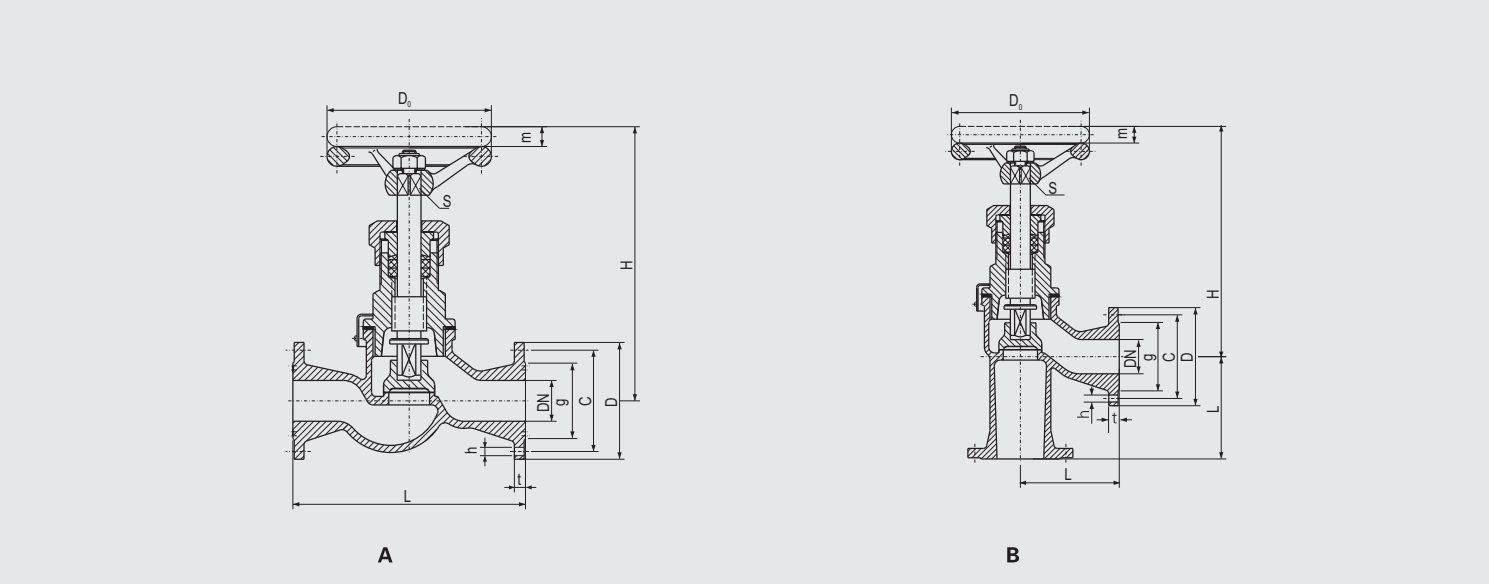 Bronze Flanged Stop Check Valve (CBM1076-81) Structure Drawing