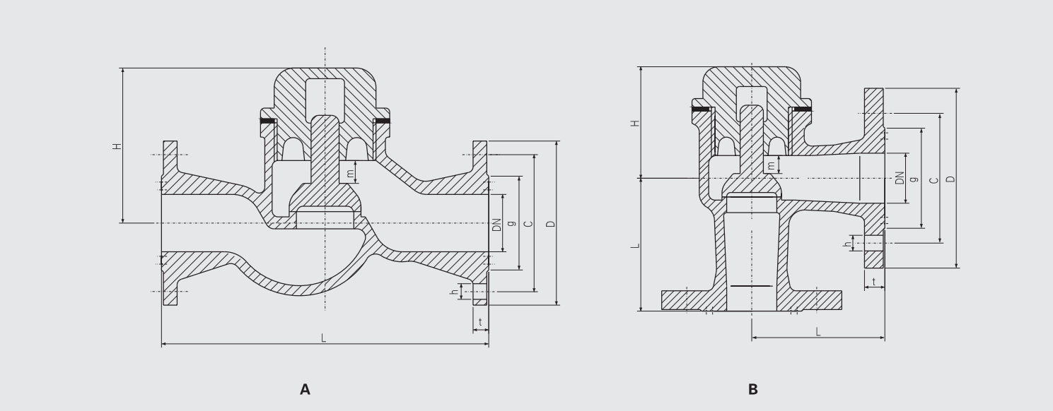 Bronze Flanged Lift Check Valve (CBM1077-81) Structure Drawing
