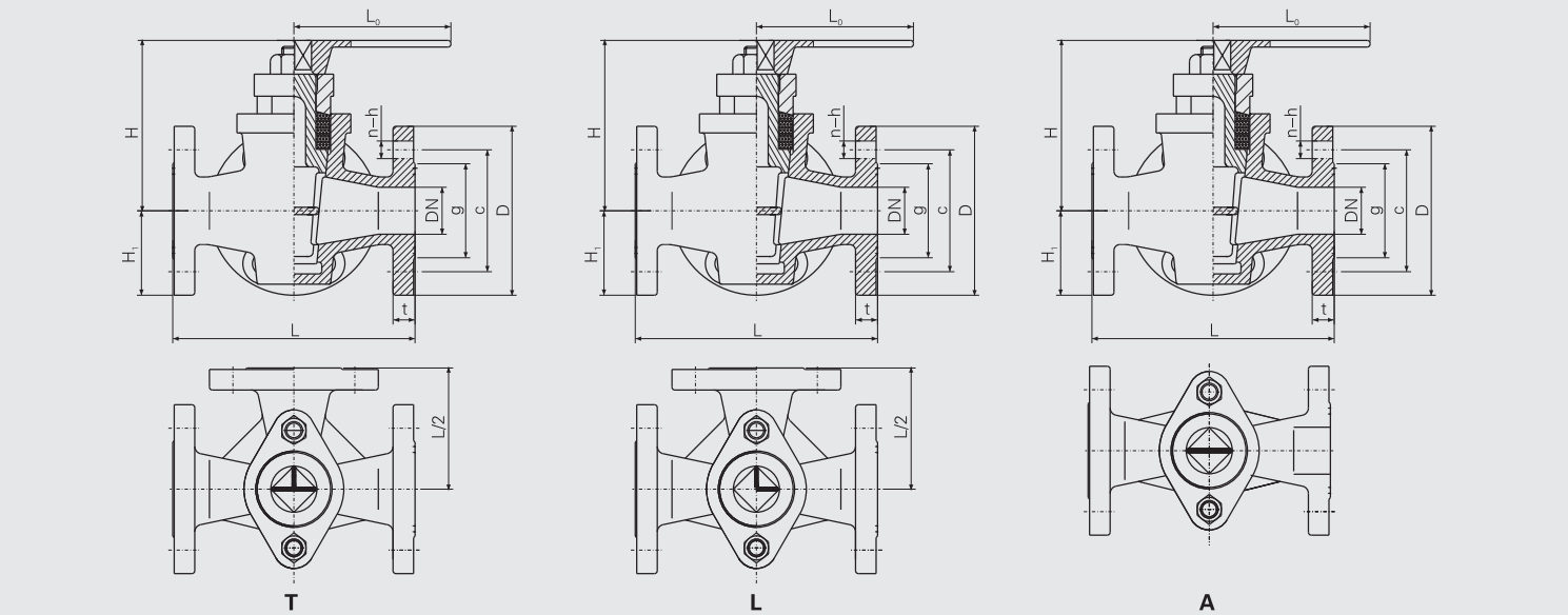 Bronze Flanged Packed Cock (CBM1080-81) Structure Drawing