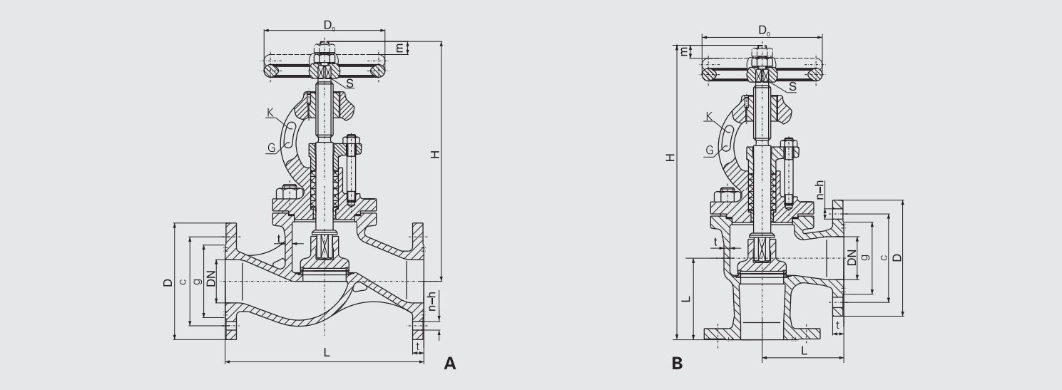 Cast Iron Flanged Stop Check Valve (CBM1082-81) Structure Drawing