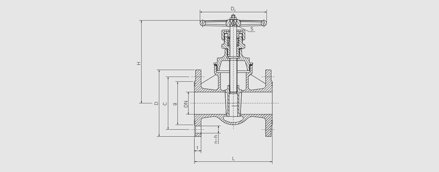 Bronze Flanged Gate Valve (CBM1090-81) Structure Drawing
