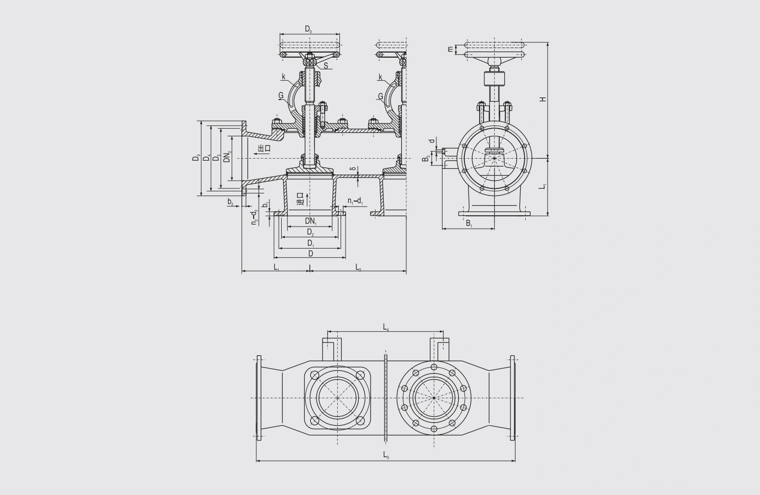 Marine Flanged Cast Iron Single Arrangement Suction Stop Box Valve (GB/T1854-93) Structure Drawing