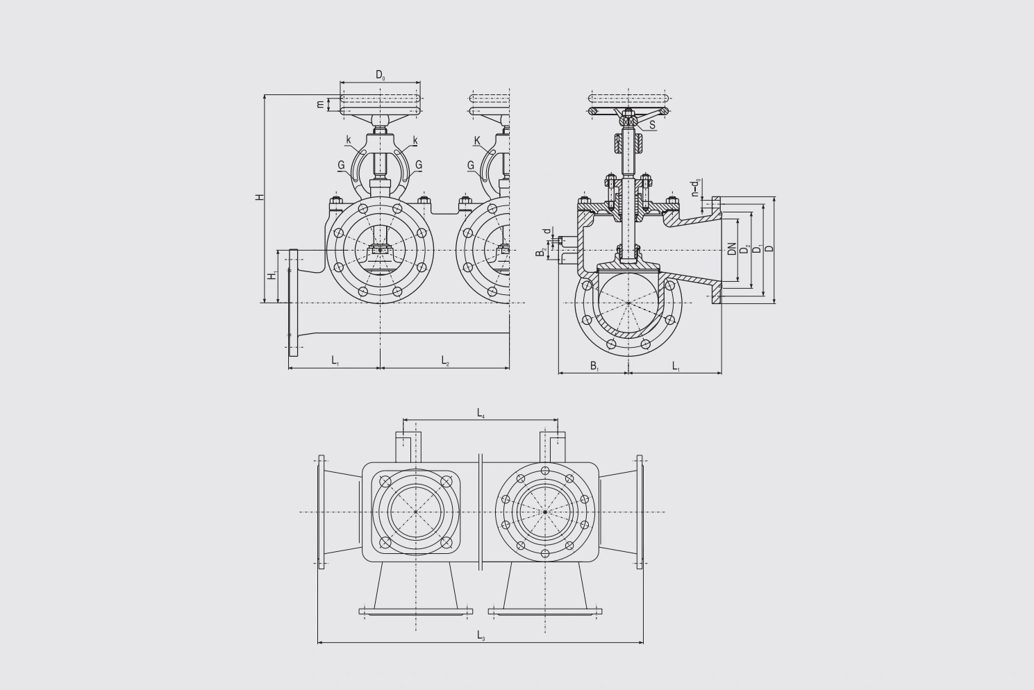 Marine Flanged Cast Iron Single Arrangement Exhaust Stop Box Valve (GB/T1856-93) Structure Drawing