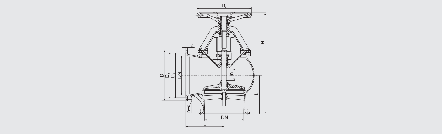 Marine Cast Steel Suction Sea Valve (GB/T2029-80) Structure Drawing