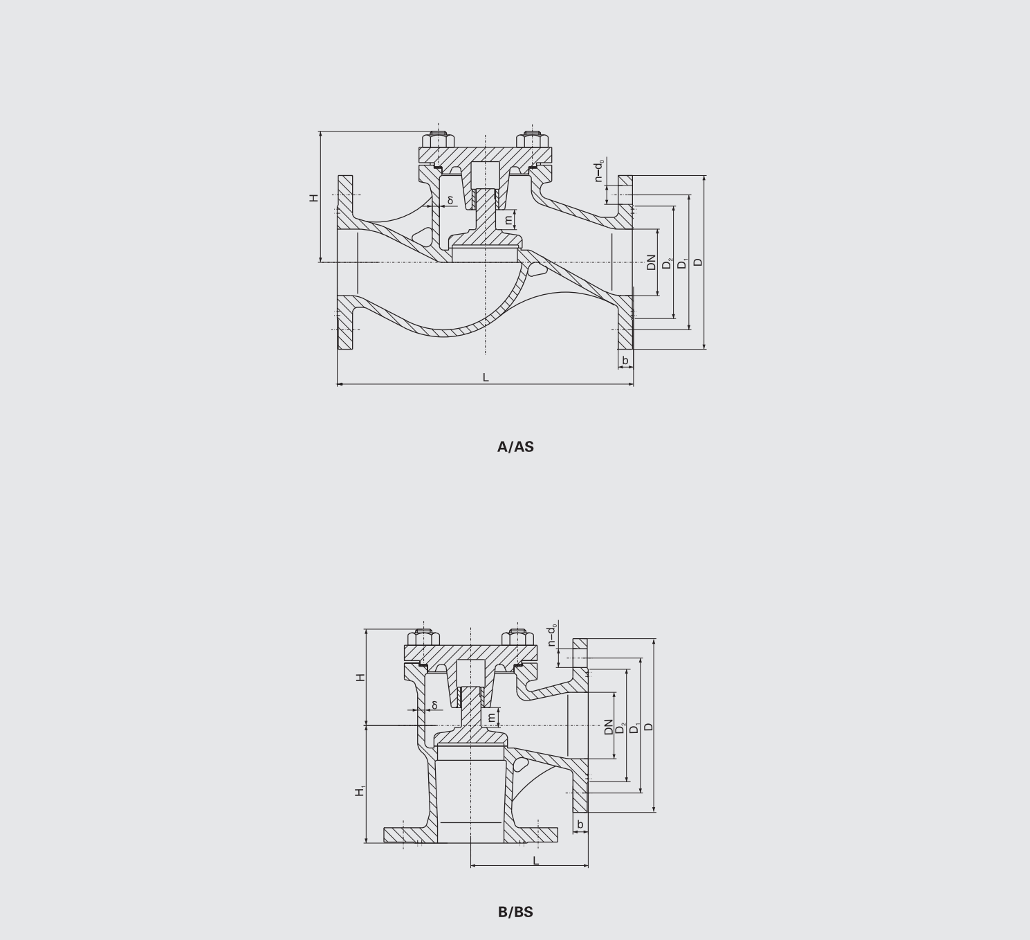 Marine Bronze Flanged Check Valve (GB/T589-93) Structure Drawing