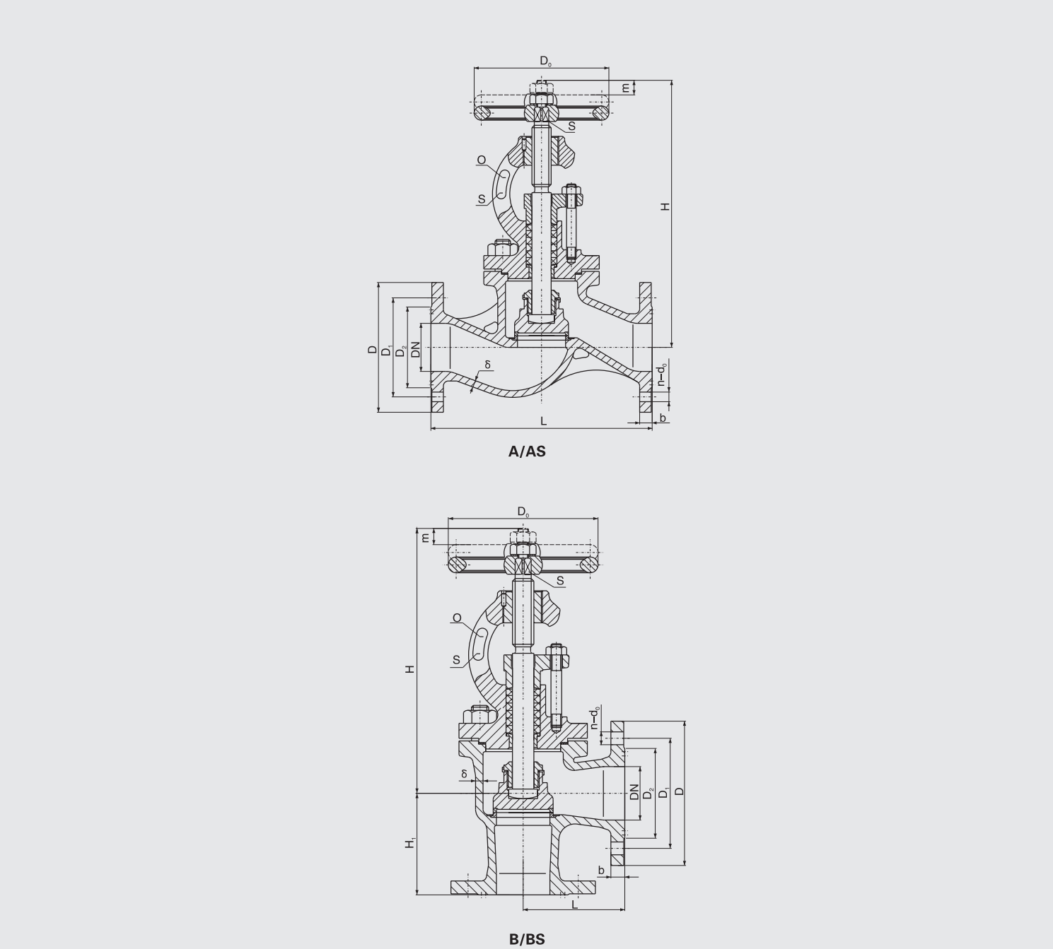 Marine Cast Iron Flanged Stop Valve (GB/T590-2008) Structure Drawing