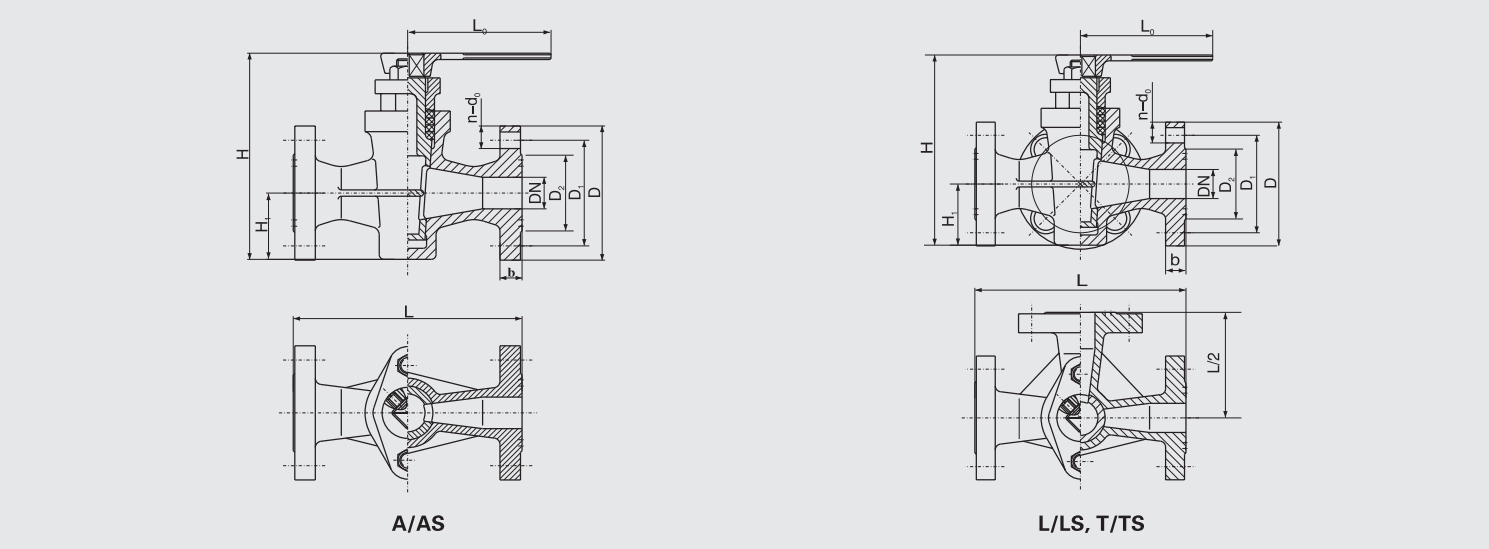 Marine Bronze Flanged Packed Cock (GB/T593-93) Structure Drawing