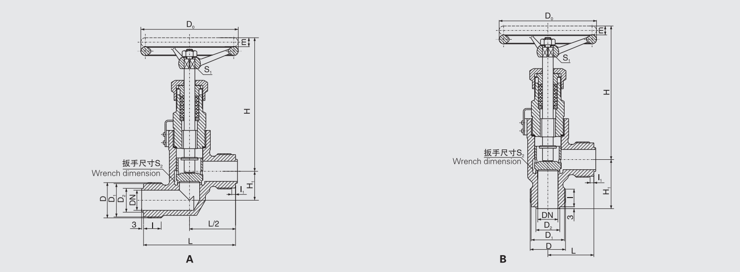 Marine Forged Steel Male Thread Stop Check Valve (GB1241-83) Structure Drawing