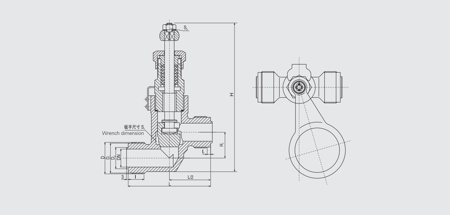 Marine Male Threaded Weight Quick-Closing Valve (GB1850-84) Structure Drawing