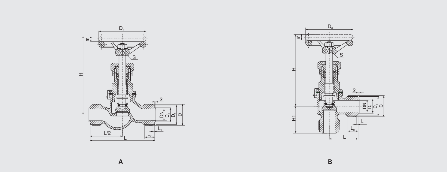 Marine Low Pressure Bronze Male Threaded Stop Valve (GB1951-2008) Structure Drawing