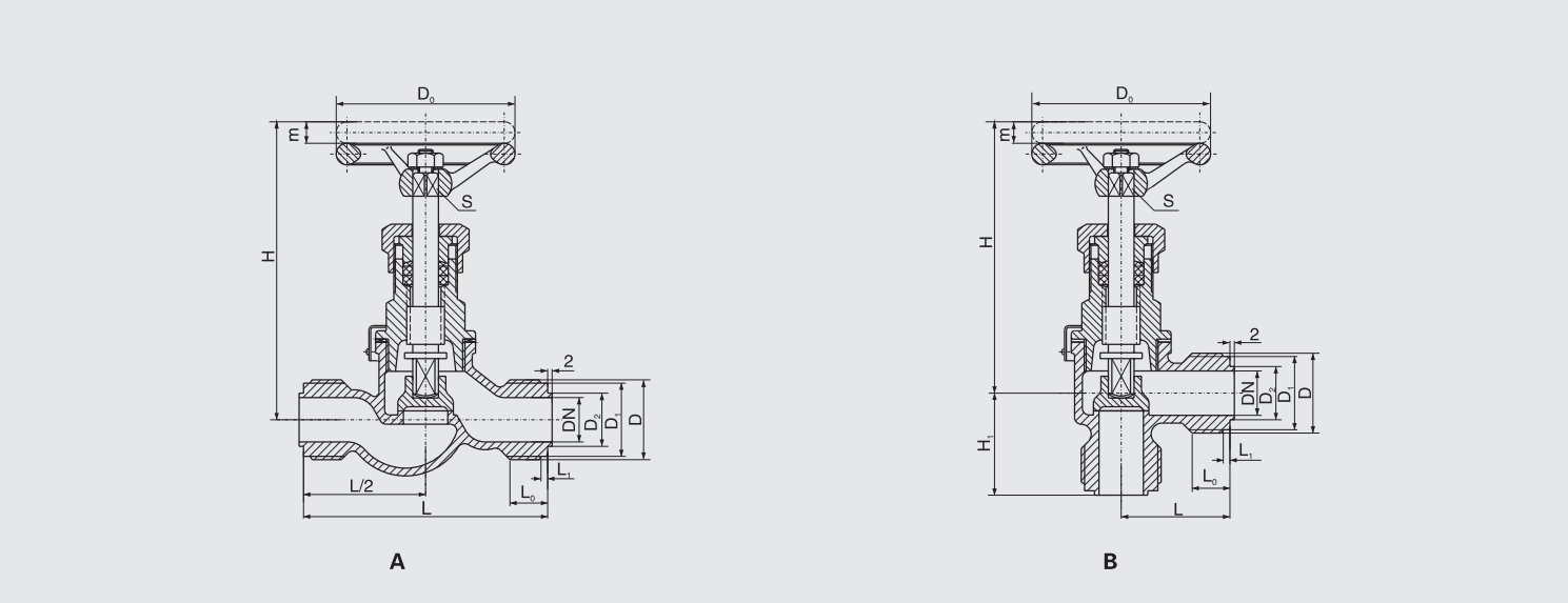 Marine Low Pressure Bronze Male Threaded Stop Check Valve (GB1953-84) Structure Drawing
