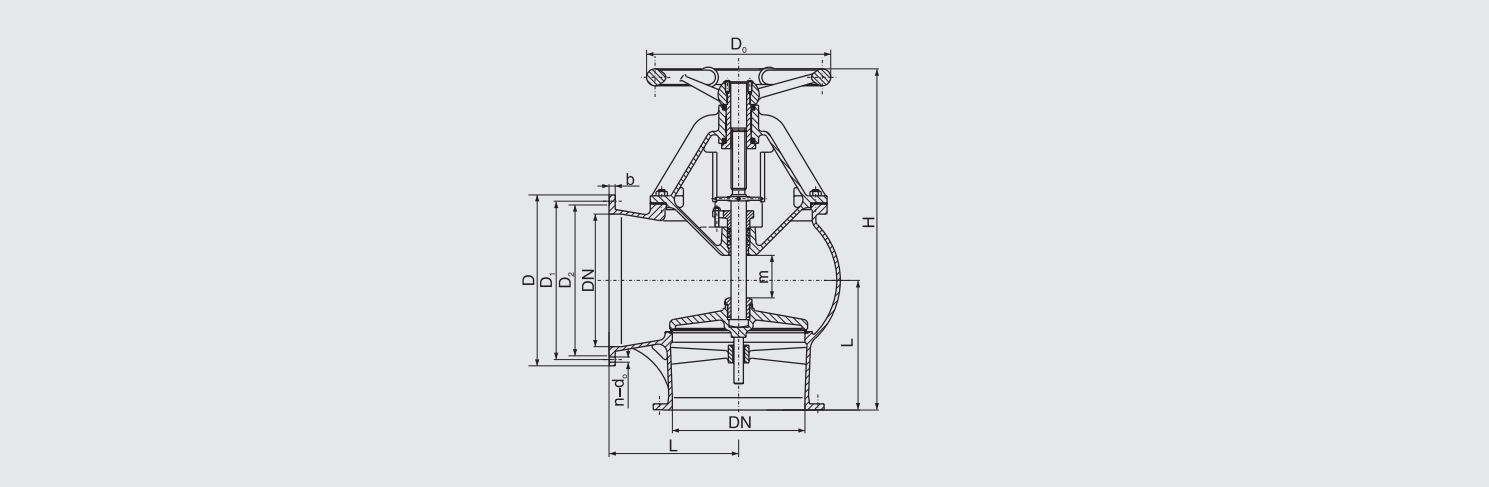 Marine Bronze Suction Sea Valve (GB2030-80) Structure Drawing