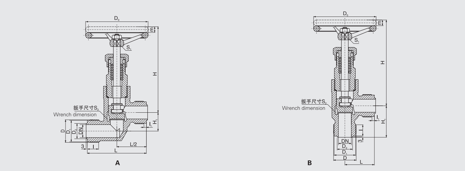 Marine Bronze Male Thread Stop Valve (GB595-83) Structure Drawing