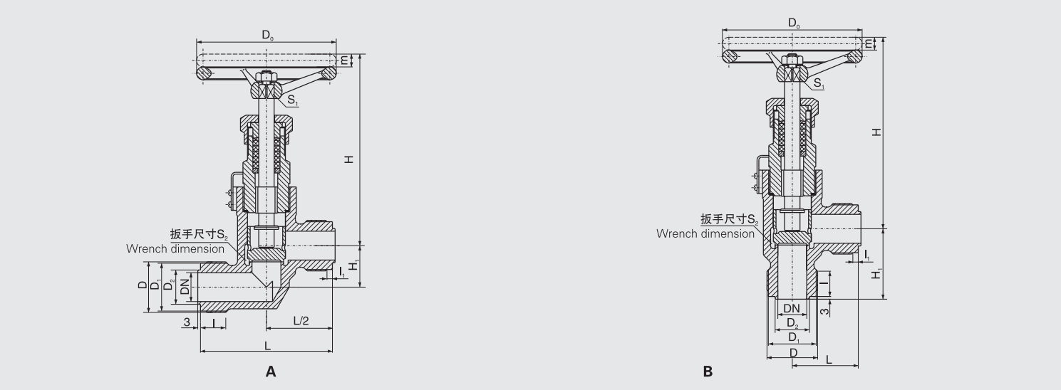 Marine Bronze Male Thread Stop Check Valve (GB596-83) Structure Drawing